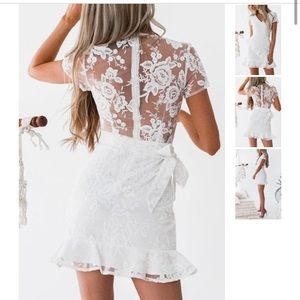 White dress with lace back